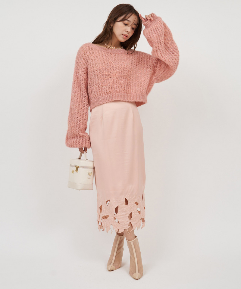 フラワー刺繍透かしニットトップス 詳細画像 ピンク 7