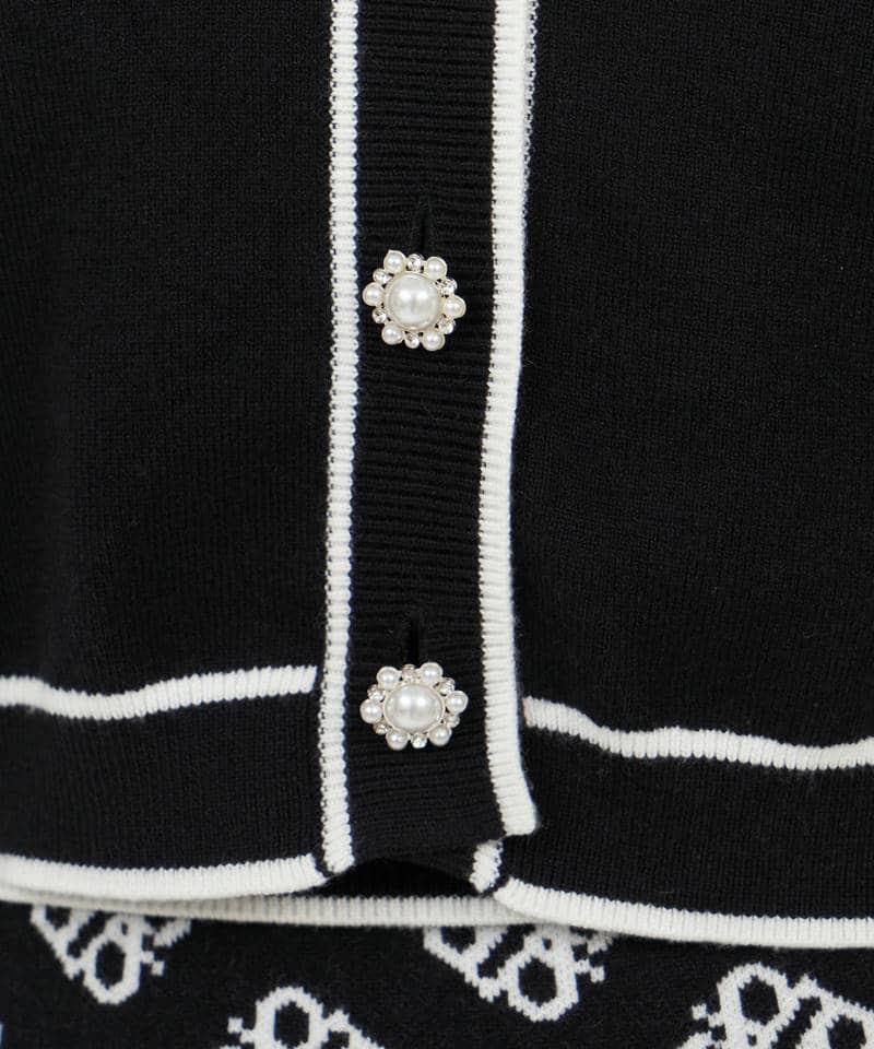 フレアスリーブ配色ニットカーディガン 詳細画像 ブラック 6