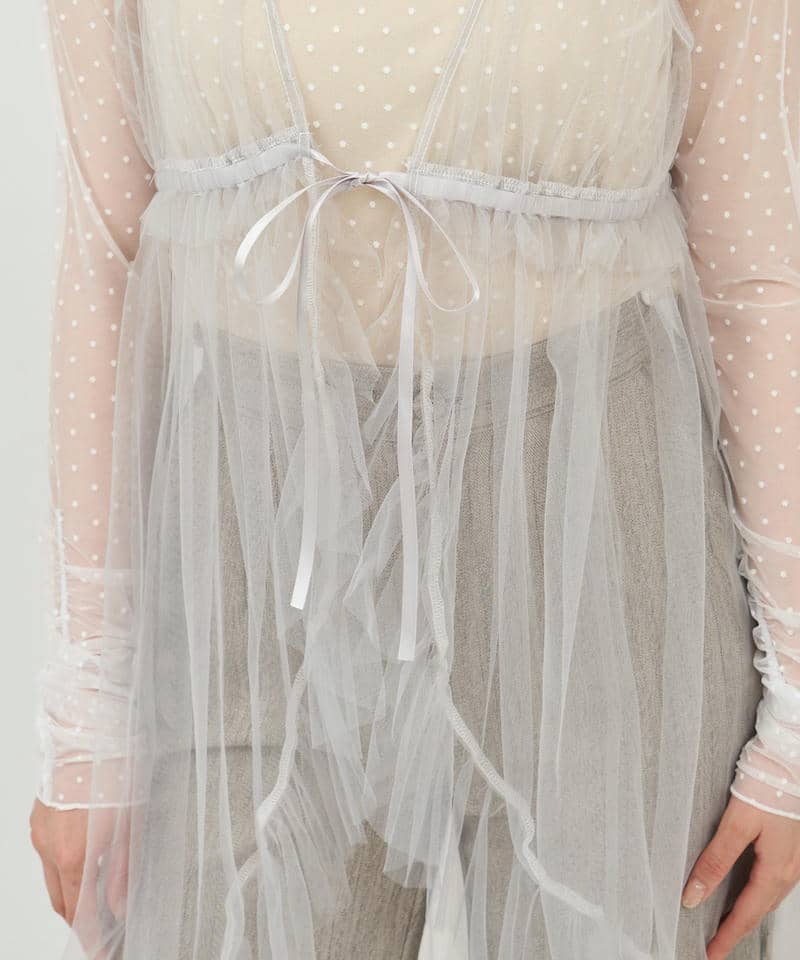 オリジナル柄チュールジレ付テーラードジャケット 詳細画像 グレー 11