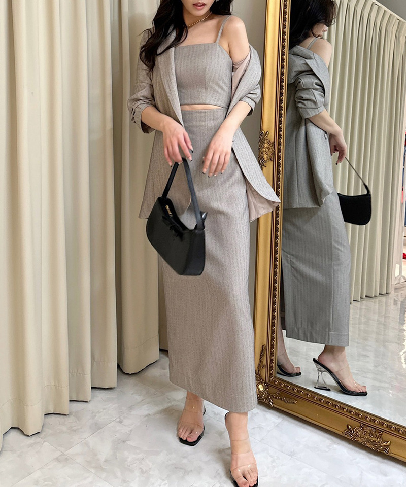 オリジナル柄チュールジレ付テーラードジャケット 詳細画像 グレー 16