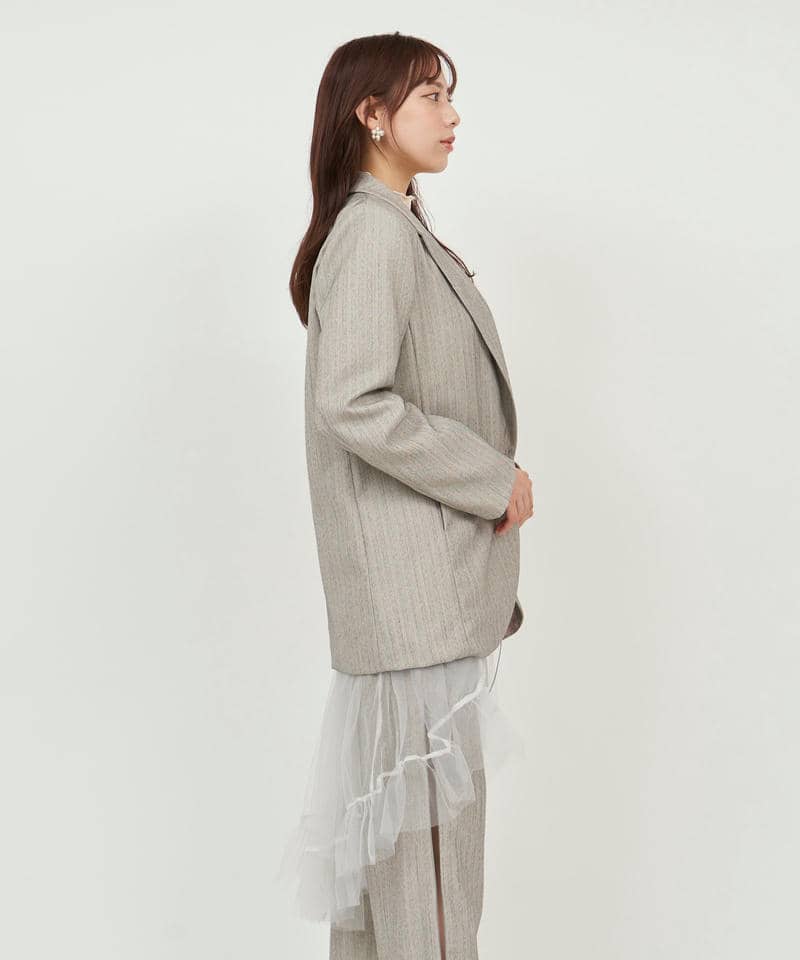 オリジナル柄チュールジレ付テーラードジャケット 詳細画像 グレー 2