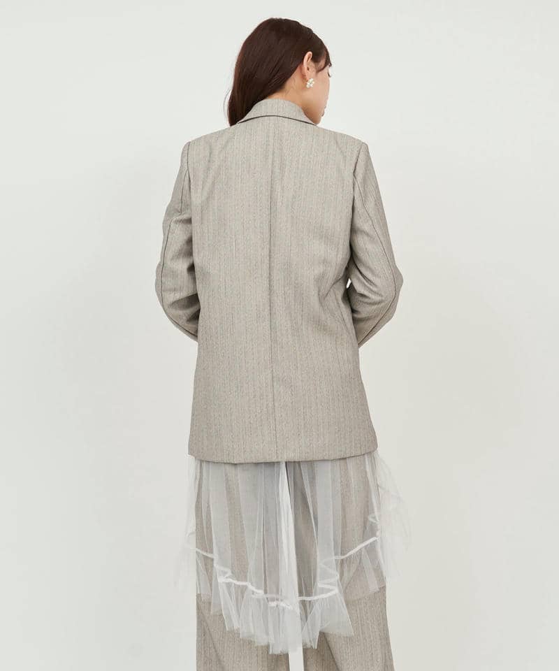 オリジナル柄チュールジレ付テーラードジャケット 詳細画像 グレー 3