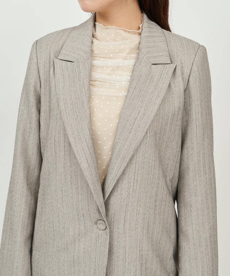 オリジナル柄チュールジレ付テーラードジャケット 詳細画像 グレー 4