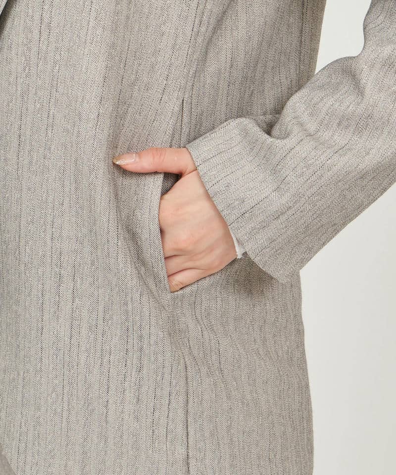 オリジナル柄チュールジレ付テーラードジャケット 詳細画像 グレー 6