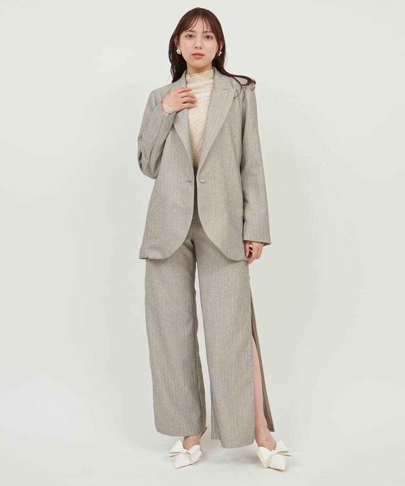 オリジナル柄チュールジレ付テーラードジャケット 詳細画像 グレー 9