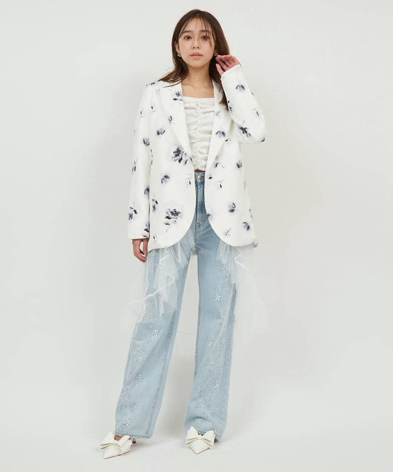 オリジナル柄チュールジレ付テーラードジャケット 詳細画像 その他 1