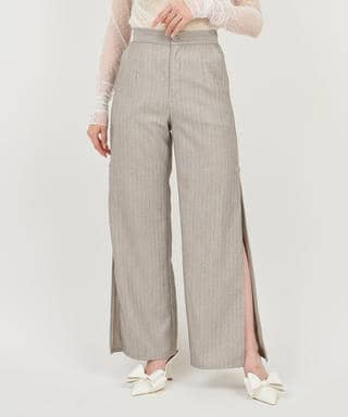 オリジナル柄ファスナースリットワイドパンツ