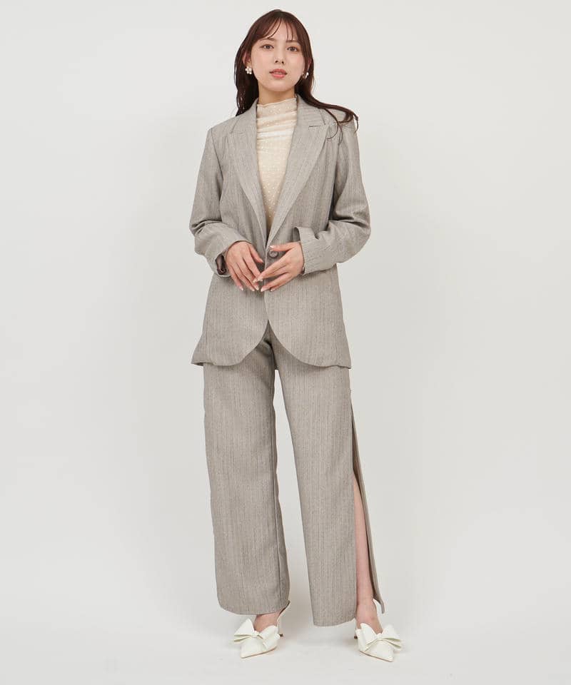 オリジナル柄ファスナースリットワイドパンツ 詳細画像 グレー 9