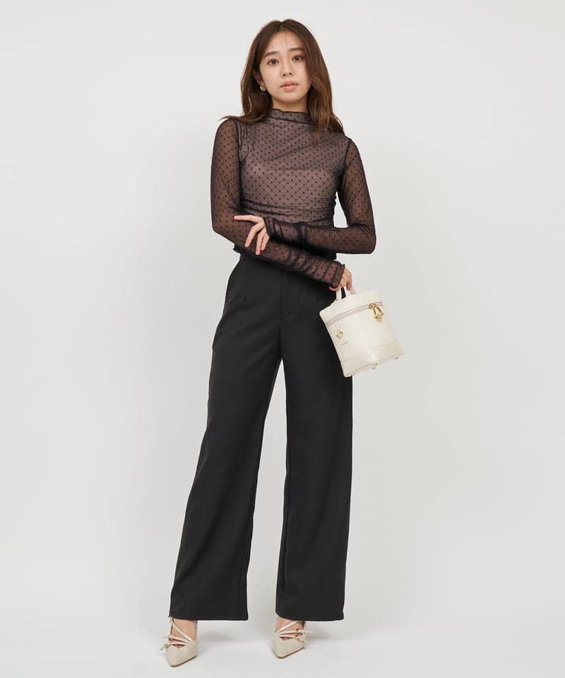 オリジナル柄ファスナースリットワイドパンツ 詳細画像 ブラック 2