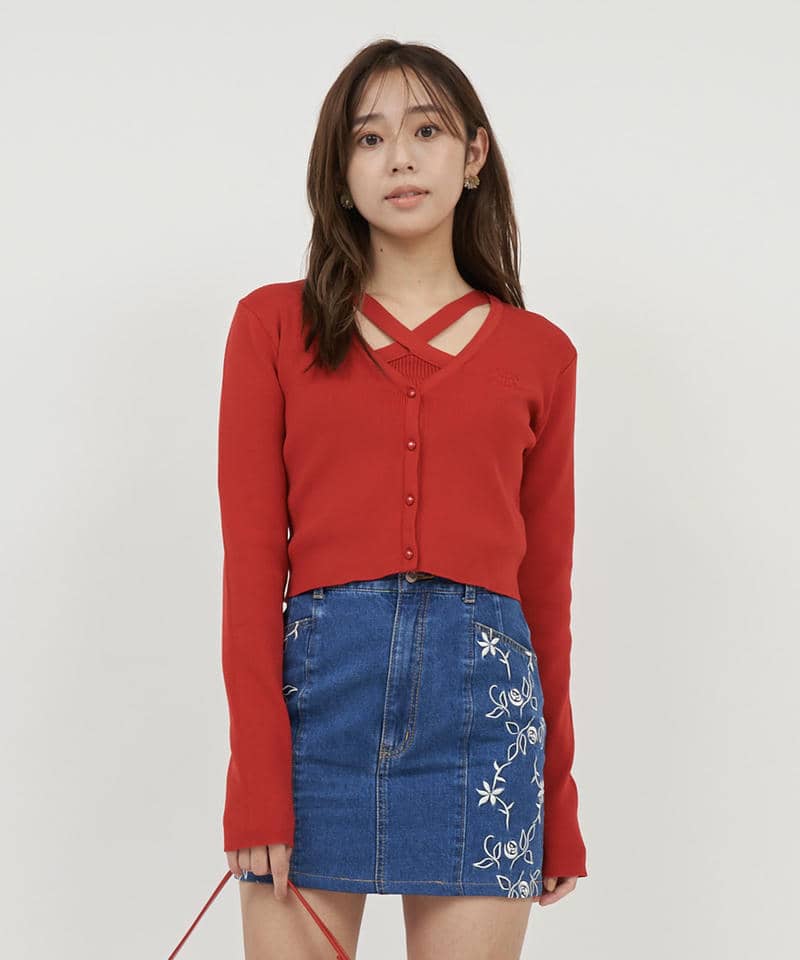 クロスホルターネックアンサンブル 詳細画像 レッド 1