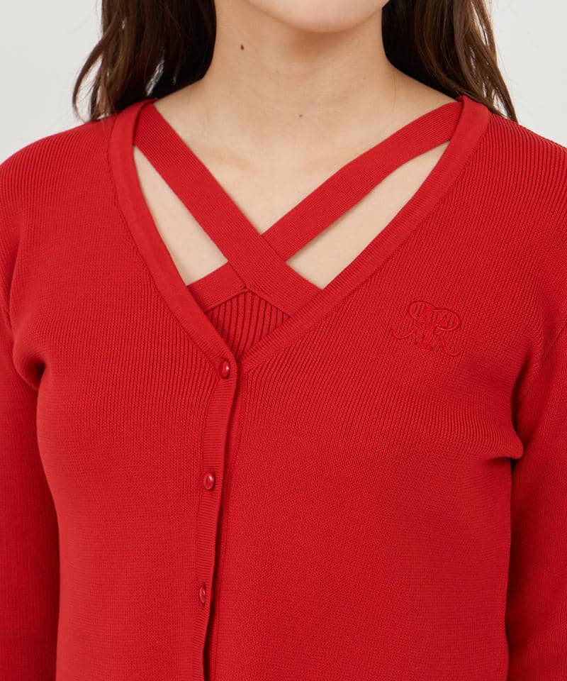 クロスホルターネックアンサンブル 詳細画像 レッド 4