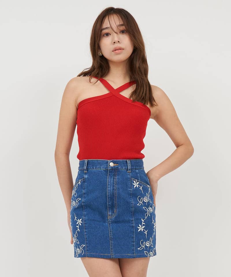 クロスホルターネックアンサンブル 詳細画像 レッド 8