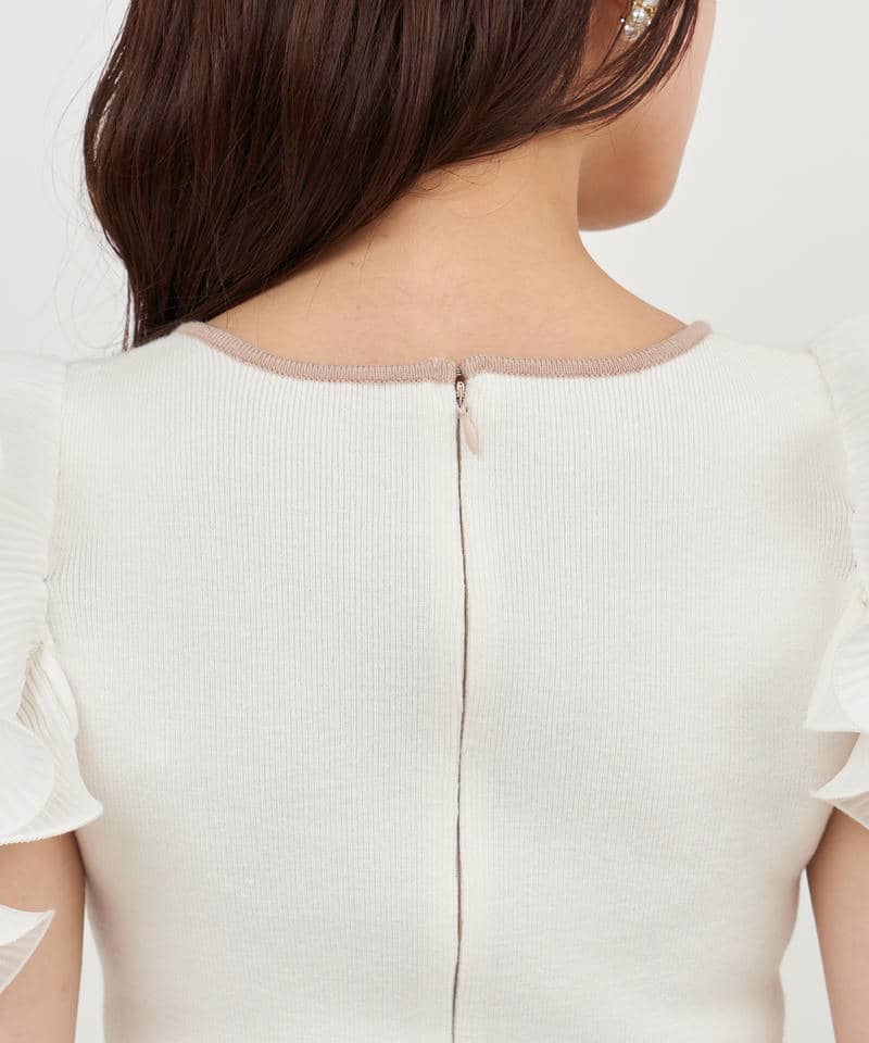 【丈が選べる】ラッフルスリーブダイヤネックオールインワン 詳細画像 ベージュ 5