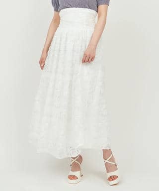 3Dレースコルセット切替フレアスカート