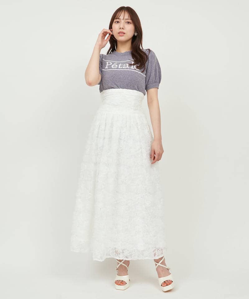 3Dレースコルセット切替フレアスカート 詳細画像 オフホワイト 2