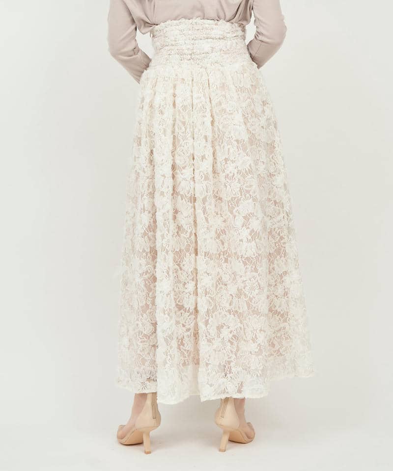 3Dレースコルセット切替フレアスカート 詳細画像 ベージュ 3
