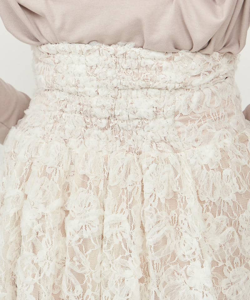 3Dレースコルセット切替フレアスカート 詳細画像 ベージュ 4