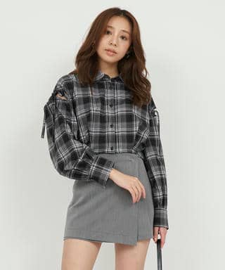 チェック柄クロップドシャツ
