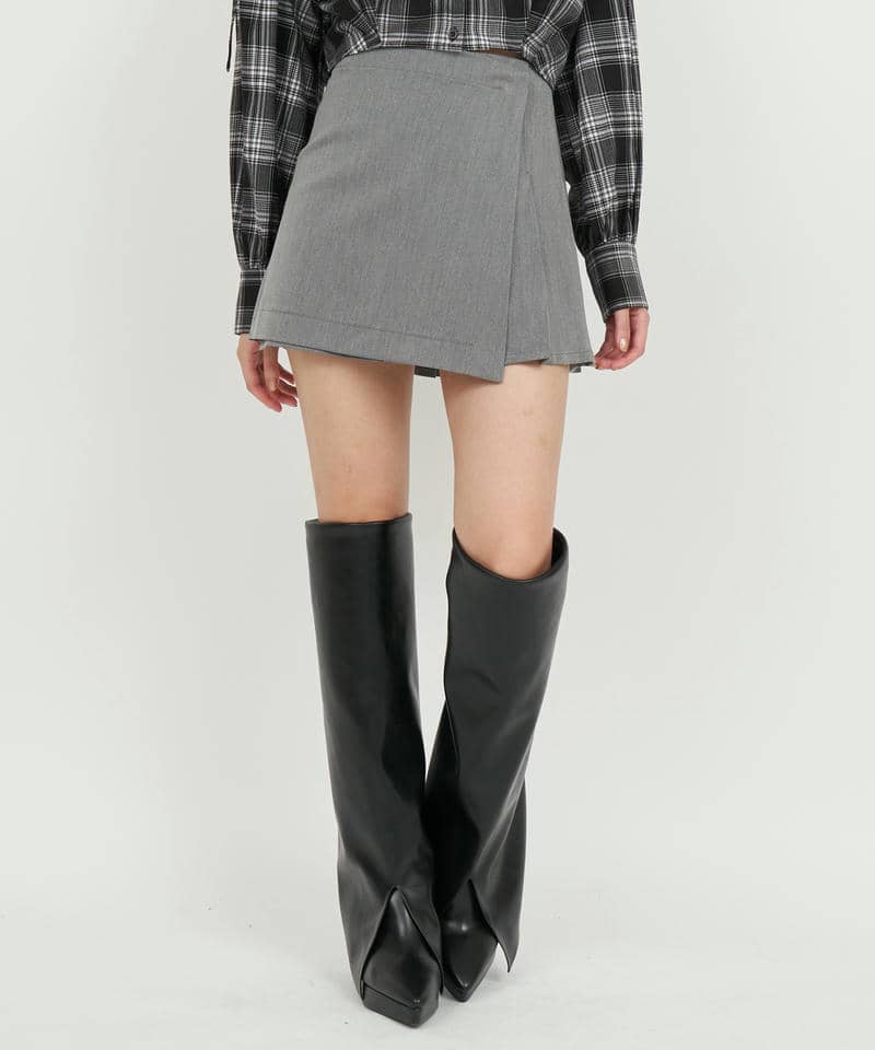 ラッププリーツミニスカート 詳細画像 グレー 1