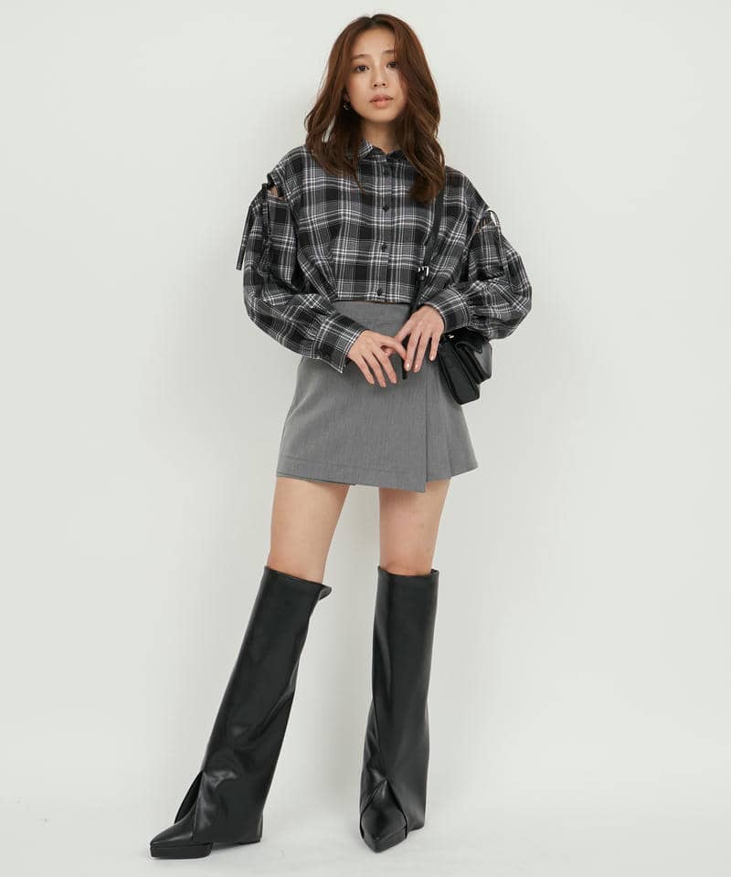 ラッププリーツミニスカート 詳細画像 グレー 2