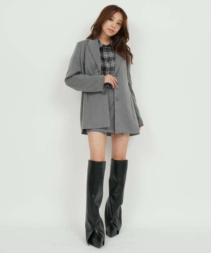 ラッププリーツミニスカート 詳細画像 グレー 3