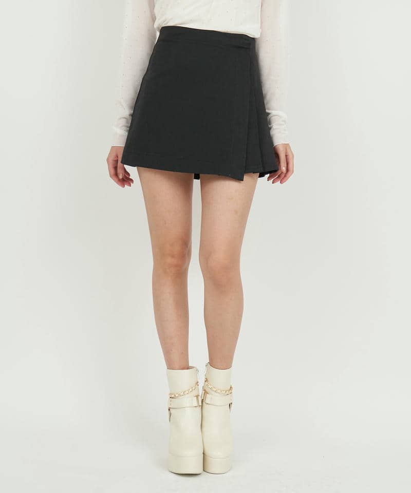 ラッププリーツミニスカート 詳細画像 ブラック 1