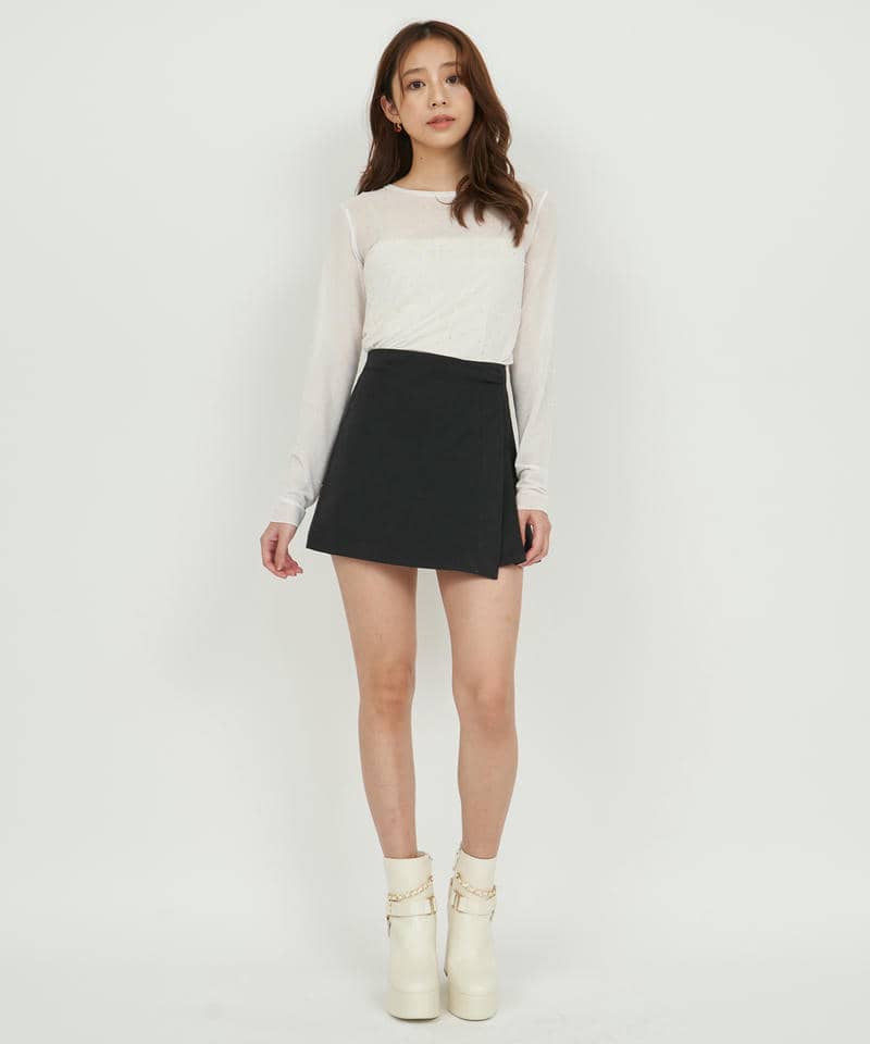 ラッププリーツミニスカート 詳細画像 ブラック 2