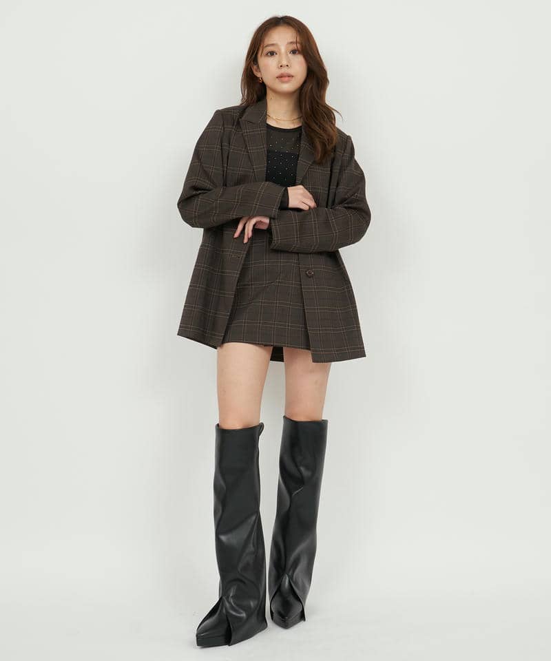 ラッププリーツミニスカート 詳細画像 チェック 3