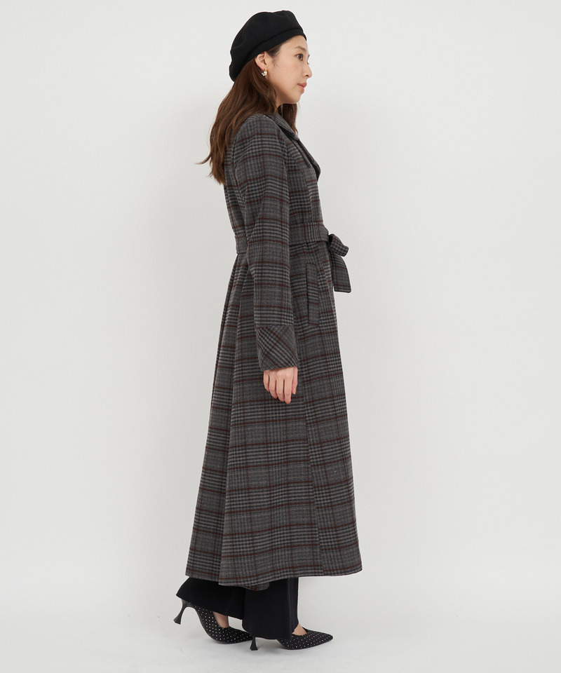 スタンドネックバックタックロングコート 詳細画像 チェック 3