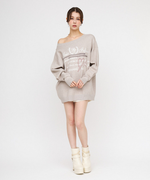 オリジナルロゴジャガードニットミニワンピース 詳細画像