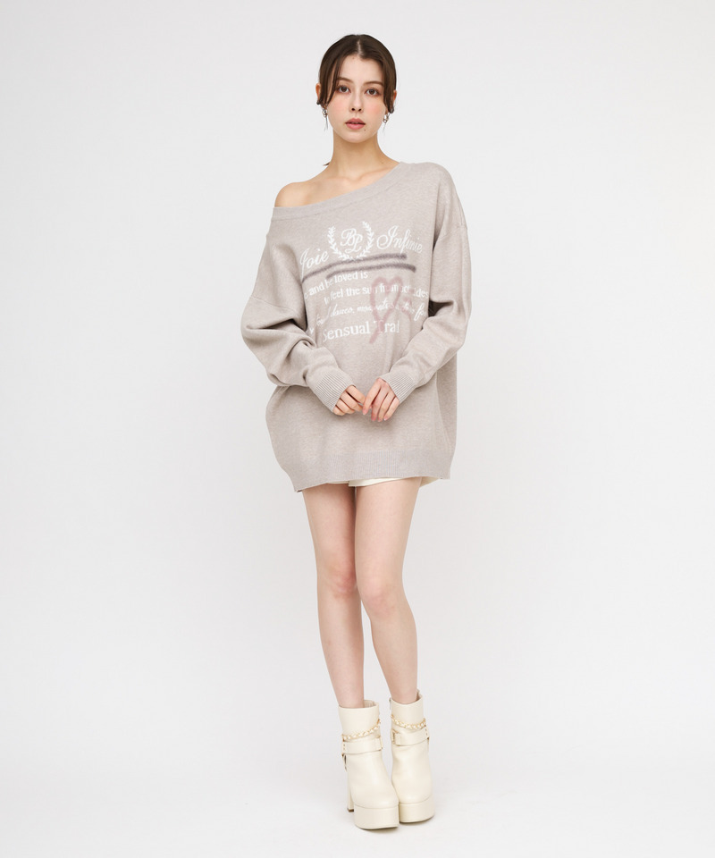 オリジナルロゴジャガードニットミニワンピース 詳細画像 ベージュ 1