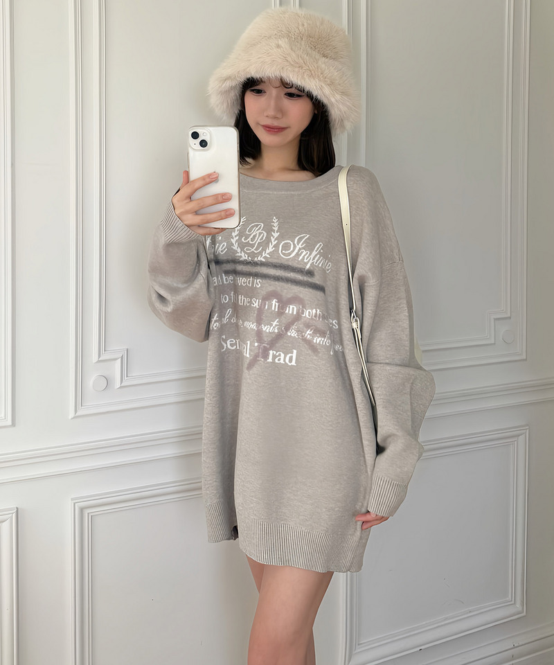 オリジナルロゴジャガードニットミニワンピース 詳細画像 ベージュ 3