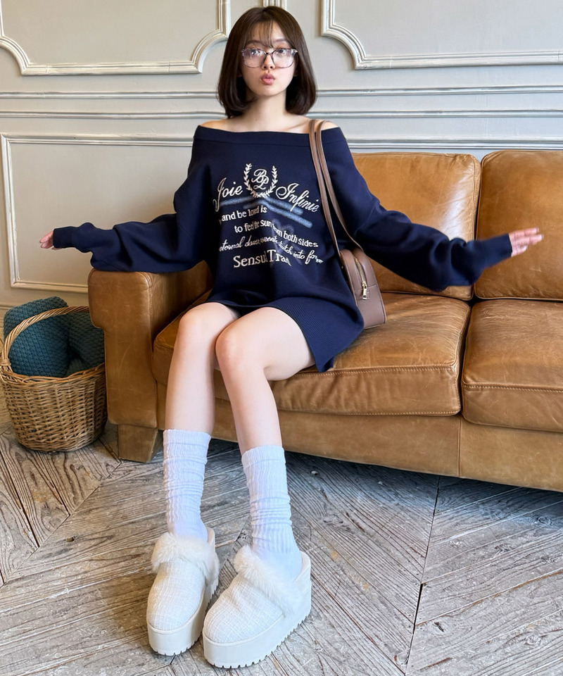 オリジナルロゴジャガードニットミニワンピース 詳細画像 ネイビー 10