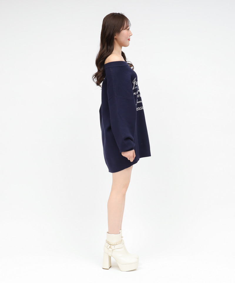 オリジナルロゴジャガードニットミニワンピース 詳細画像 ネイビー 3