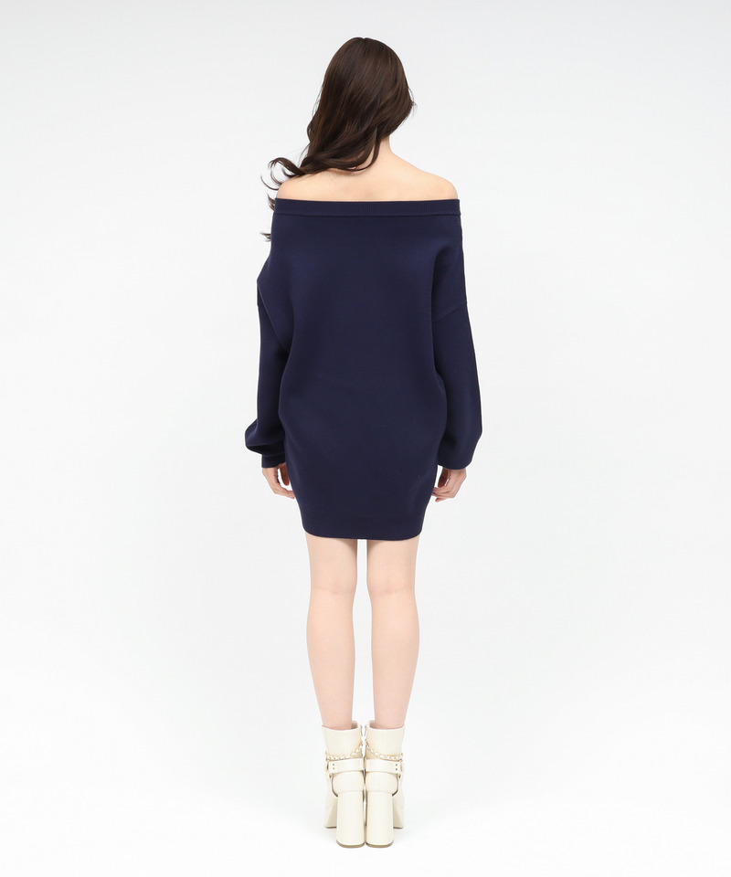 オリジナルロゴジャガードニットミニワンピース 詳細画像 ネイビー 4