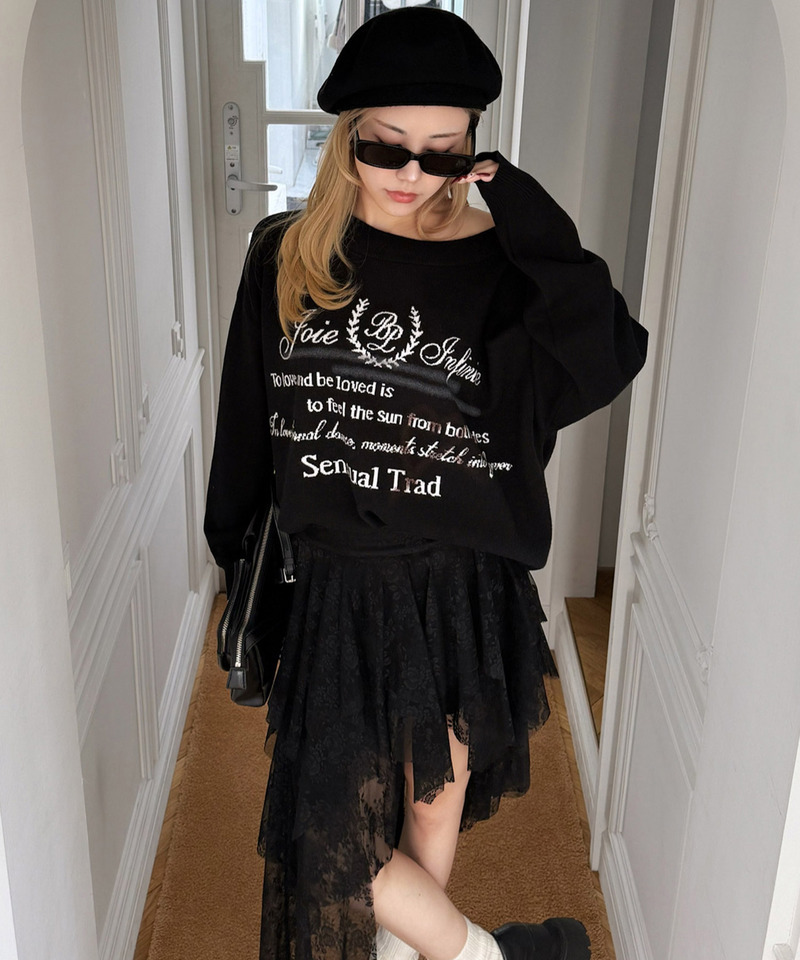 オリジナルロゴジャガードニットミニワンピース 詳細画像 ブラック 3