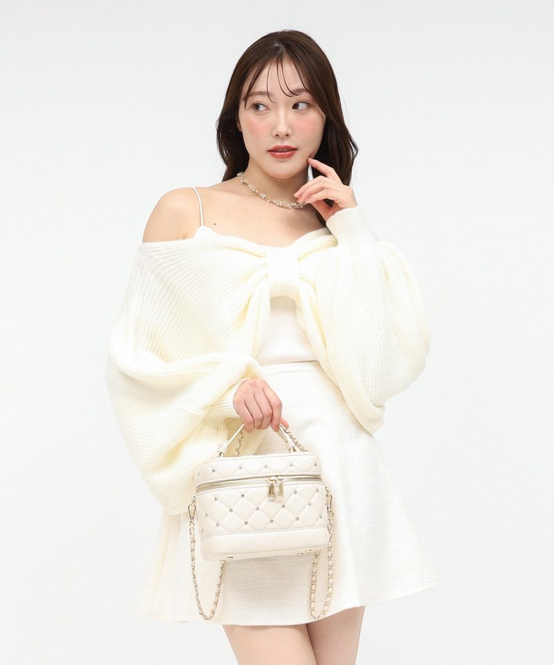 ドルマンリボンニットトップス 詳細画像 オフホワイト 1