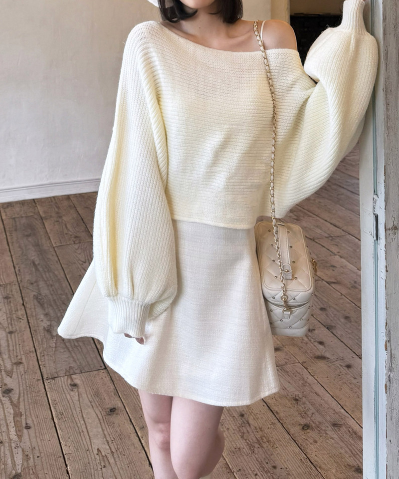 ドルマンリボンニットトップス 詳細画像 オフホワイト 11