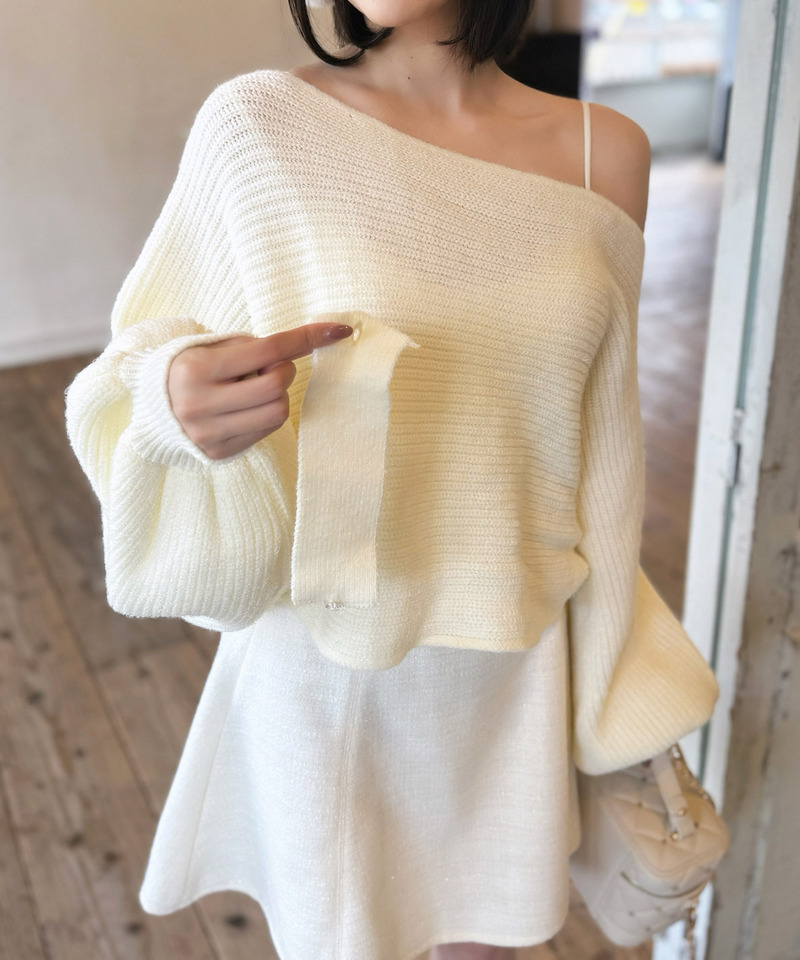 ドルマンリボンニットトップス 詳細画像 オフホワイト 12