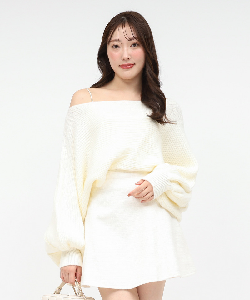 ドルマンリボンニットトップス 詳細画像 オフホワイト 8