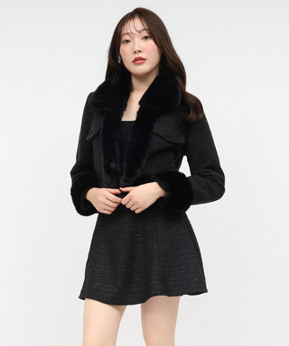 ファー付ツイードジャケット