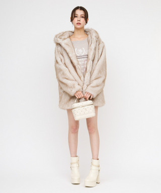 フーディーファージャケットコート