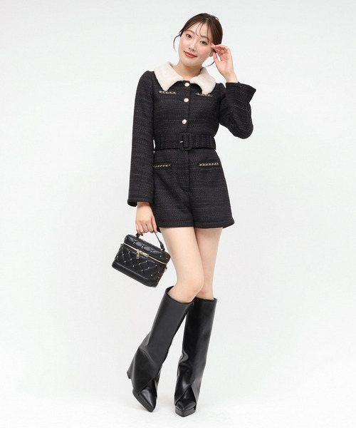 ファー付ツイードコンビネゾン 詳細画像