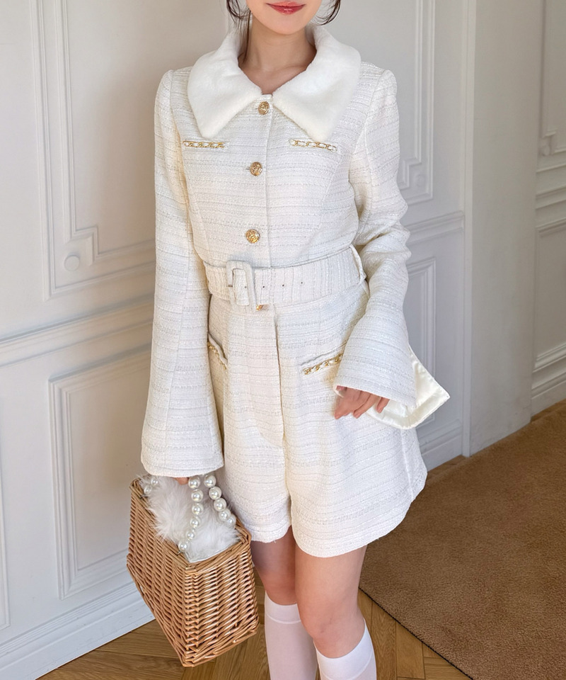 ファー付ツイードコンビネゾン 詳細画像 オフホワイト 4