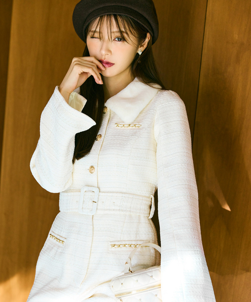 ファー付ツイードコンビネゾン 詳細画像 オフホワイト 5