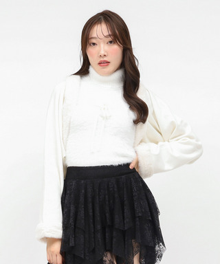 シャギーハイネックファーボレロアンサンブル