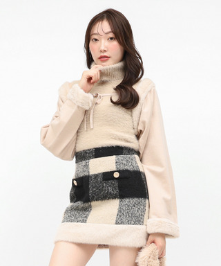 シャギーハイネックファーボレロアンサンブル