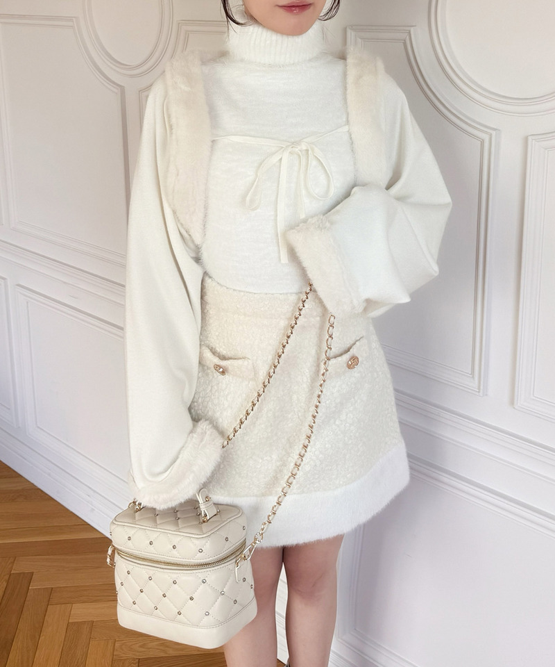 シャギーハイネックファーボレロアンサンブル 詳細画像 オフホワイト 10