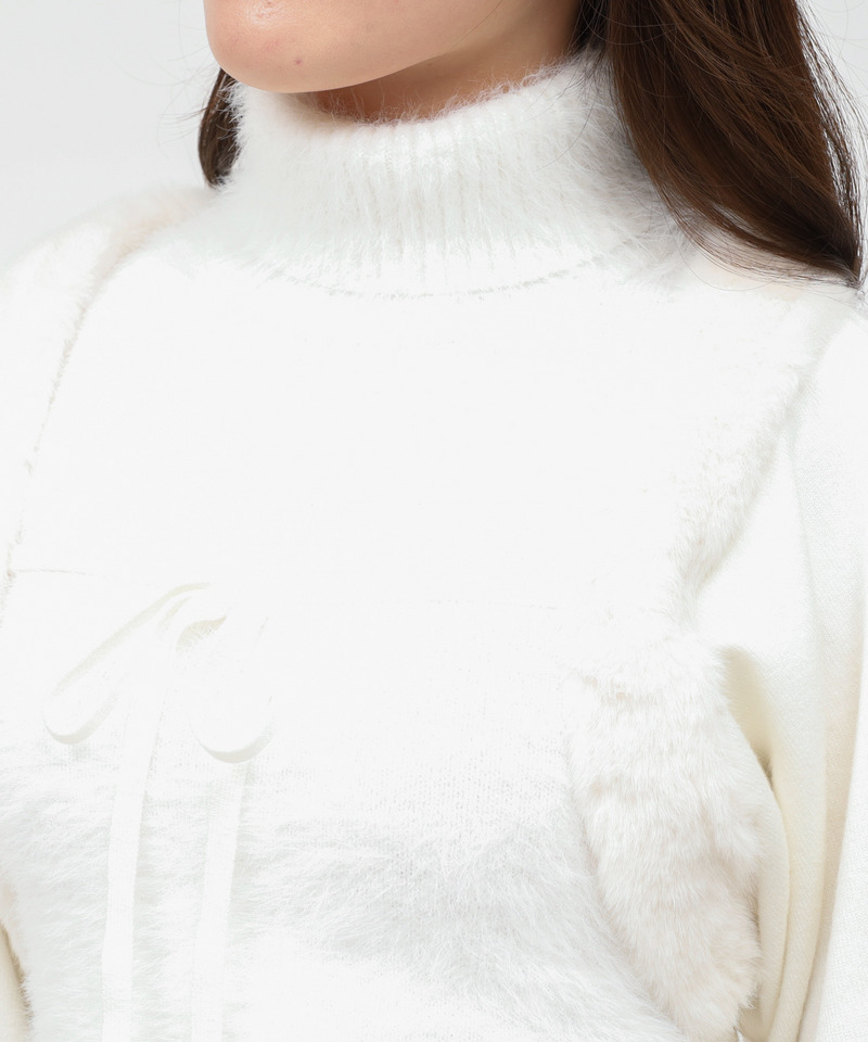 シャギーハイネックファーボレロアンサンブル 詳細画像 オフホワイト 4