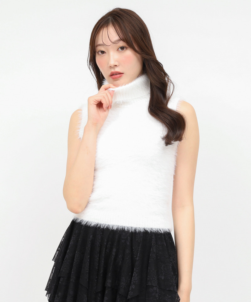 シャギーハイネックファーボレロアンサンブル 詳細画像 オフホワイト 8